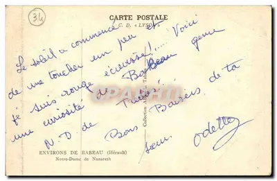 Nossa Senhora de Nazaré — Environs de Babeau (Hérault) — C.D. « LYSON » — Verso