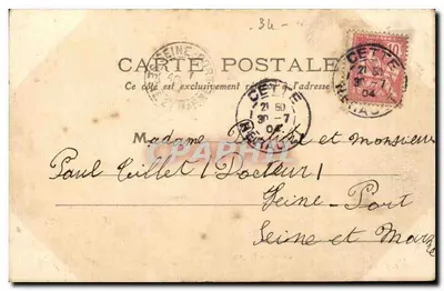 Cetté — A Praia — Bilhete postal antigo n°66, editor Inédit — Verso