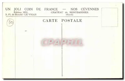 Castelo de Montdardier — Cévennes — Edição SEG. - Le Vigan — Verso