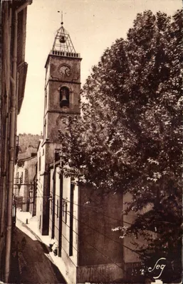 Le Vigan — A Igreja com sua Torre Quadrada e a Rua da Relógio — Héliogravure de Luxe SEFG, No 106