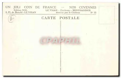 Le Vigan - Environs - Montdardier — dominado pelo Castelo — Edição SEG, n°13 — Verso
