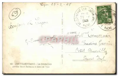 Avenida Henri Barbussa — Os Edifícios Altos — Lyon — Bilhete postal antigo (48) — Verso