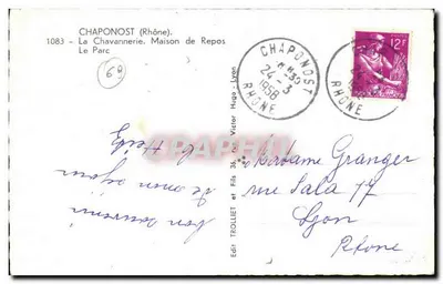 Chaponost (Rhône) — A Casa de Repouso La Chavannerie — Edit TROLLIET et Fils — Verso
