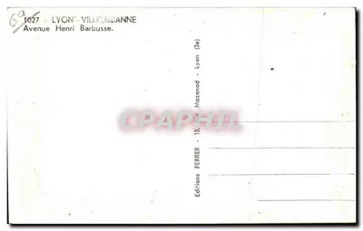 Avenida Henri Barbousse — Lyon-Villeurbanne — Edições Ferrer — Verso