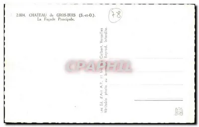Castillo de Gros-Bois — Fachada Principal — Ed. d'Art A.P. II bis — Reverso