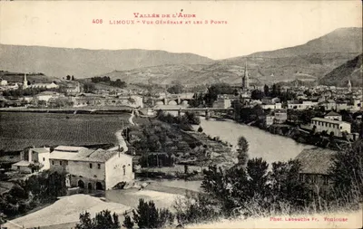 Limoux — Vista geral e os 3 pontes — Fot. Labouche Fr., Toulouse