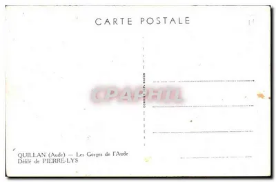 Quillan (Aude) — Góry Aude — Przejście Pierre-Lys — wydawca Comber & P. Macon — Rewers