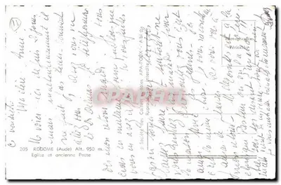Rodome — Igreja e antiga estação de correios — Sociedade das Cartas Postais APA — Verso