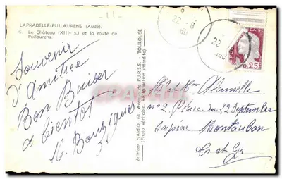 Lapradelle-Puilaurens (Aude) — Zamek (XIII w.) i droga do Puilaurens — Wydawnictwo NARBO — Rewers