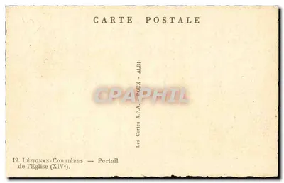 Lézignan-Corbières — Portal Kościoła (XIV w.) — Les Cartes A.P.A. POUX - ALBI — Rewers