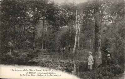 A Floresta de Sénart — Pescadores na Lagoa dos Ratos — E. Venant, foto-editora, em Brunoy (S.-et-O), n°47