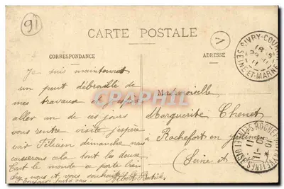 Antigo Castelo de Blandy-les-Tours — ruínas de um castelo fortificado cercadas por árvores — Thibault, editor, Melun — Verso