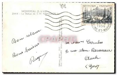Montereau (S.&M.) — Estátua de S.M. Napoleão Ier — Edições d'Art GUY — Verso