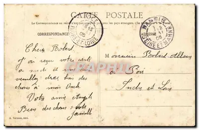Provins — DOMEK Świętego Quiriace i widok miasta — A. Vernant, wyd. — Rewers