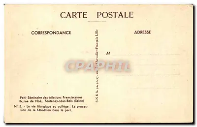 Procissão litúrgica — Pequeno Seminário das Missões Franciscanas, Fontenay-sous-Bois — N° 5 — Verso
