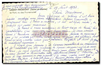 Lagny-Thorigny — De brug gezien vanaf de Promenades — Uitgever E. P. Ancey — Achterkant