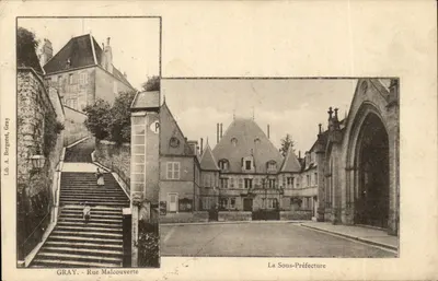 Gray - Rue Malcouverte e A Subprefeitura — Lib. A. Bergeret, Gray