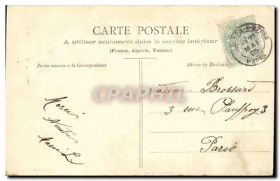 Bourbonne-les-Bains — Um canto do Parque, Estátua de Joana d'Arc — Livraria Dufay, Fototipia A. Bergeret et Cie, Nancy — Verso