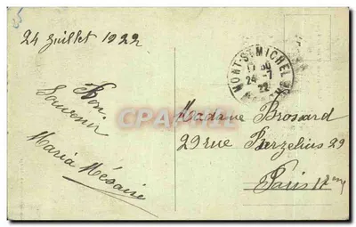 Mont-Saint-Michel — Vue générale, côté Est — J.P. 12, Édition spéciale de l'Abbaye — Verso