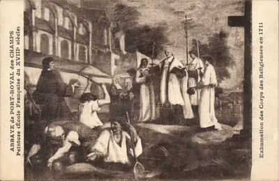 Esposizione dei Corpi delle Religiose nel 1711 — Abbazia di Port-Royal des Champs — Pittura francese del XVIII secolo