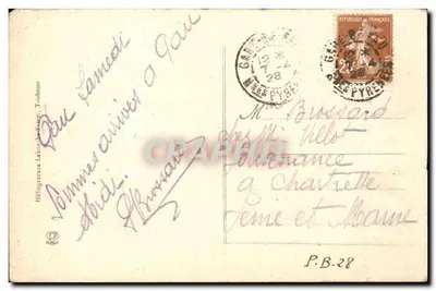 Het Pic du Midi de Bigorre gezien vanaf het park Beaumont — Pau — n° 682 — Héliogravure Labouche & Fils, Toulouse — Achterkant