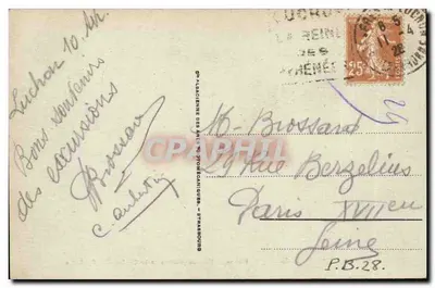 सुपर्बाग्नेर्स (ऊंचाई 1893 मीटर) — प्लेटो और पिरेनीज़ के श्रृंखला के दृश्य — एडिटर: फी. अल्सैसियन डे आर्ट्स एवं इंडस्ट्रीज़ — पीछे