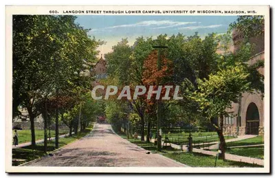Langdon Street passando pelo campus inferior da Universidade de Wisconsin, Madison, Wis. — E. A. Bishop, Racine, Wis. n° 660