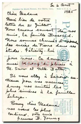 Trois Églises sur « The Green » — New Haven, Conn. — Morris Berns, n°108 — Verso