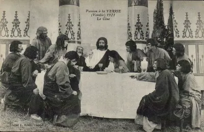 Paixão em La VERRIE (Vendée) 1921 — A Ceia — Cliché L. Héan, Chopley
