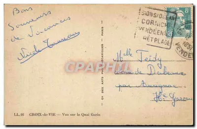 Croix-de-Vie — Visão do Quai Gorin — Editor: Cie des Arts Photographiques — N° LL.16 — Verso