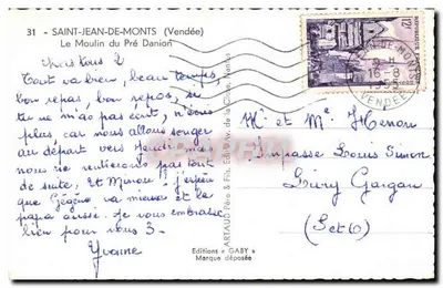 Młyn Przędziany — Saint-Jean-de-Monts (Vendée) — Wydawnictwo Gaby — Rewers