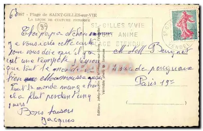 Piaszczysty brzeg Saint-Gilles-sur-Vie — lekcja wychowania fizycznego — Éditions Jehly-Poujoulat — Rewers