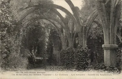 St-Michel-en-l'Herm (Vendée) — Zamek — Arcydy — Wejście do podziemi — Wyd. Lib. Jehlv-Poupin, Mortagne