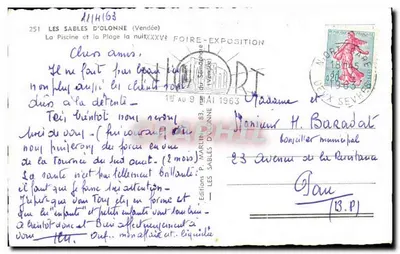 Les Sables-d'Olonne — Basina i plaża — Targ i wystawa 1963 — Wydawnictwo P. Marlin — Rewers
