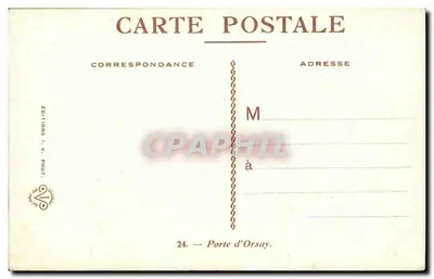 Porte d'Orsay — entrada do parque — Éditions I.V. Phot. — Verso