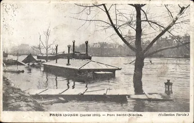 Paris inundado (janeiro de 1910) — Porto de São Nicolau — Coleção Taride