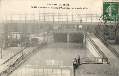 Cheia do Sena — Interior da Estação de Austerlitz, vista tirada do Metrô — Editor E.D.