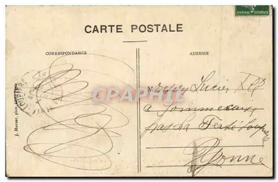 Monoplano Blériot pilotado por Leblanc — exposto no Jornal 'Le Matin' após o Circuito do Leste 1910 — editor J.H. — Verso