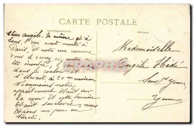 París-Venecia — Inundaciones 1910 — Rue des Fossés St-Bernard hacia el Faubourg St-Germain — Reverso