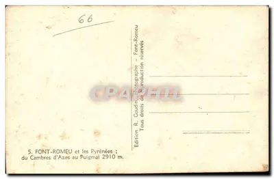 Font-Romeu and the Pyrenees — from the Cambres d'Azés to the Puigmal 2910 m — Edition R. Goudin — Back