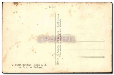Font-Romeu — Ski slopes; in the background, the Pyrenees — Edition R. Goudin — Back