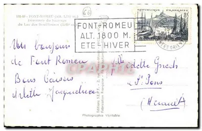 Desagüe de la presa del Lago de las Bouillouses — Font-Romeu — Ediciones S.E.P.T. — Reverso