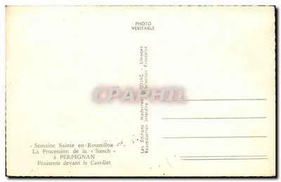 Ponurych przed Castillet — Święta Tydzień w Roussillon — Wydawnictwo Chéjac — Rewers