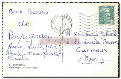 Plaza Arago — Perpignan — Ediciones Photo au Broure, n°4 — Reverso