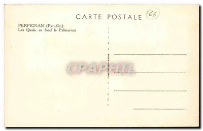 Perpignan — Les Quais, no fundo o Palmarium — Comptoir Imp. Macon, n°66 — Verso