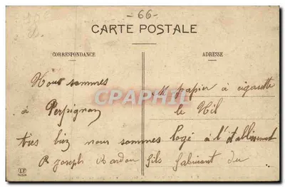 Statua na placu ratusza — Perpignan — Fototypia Labouche bracia, Toulouse, nr 619 — Rewers