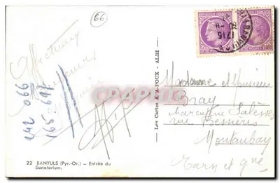 Banyuls-sur-Mer — Entrada del Sanatorio — Las Tarjetas APA - ALBI n°22 — Reverso