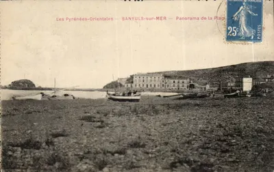 Banyuls-sur-Mer — Panorama da Praia — editor não identificado