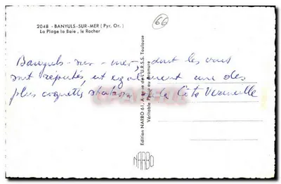 Banyuls-sur-Mer — A Praia da Baie, o Rocha — Edição NARBO — Verso