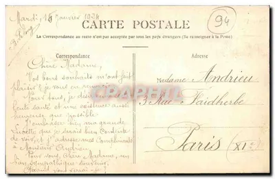 Villeneuve-Saint-Georges — Os Margens do Yerre — M. Borat, 10, Rue de Paris — Verso